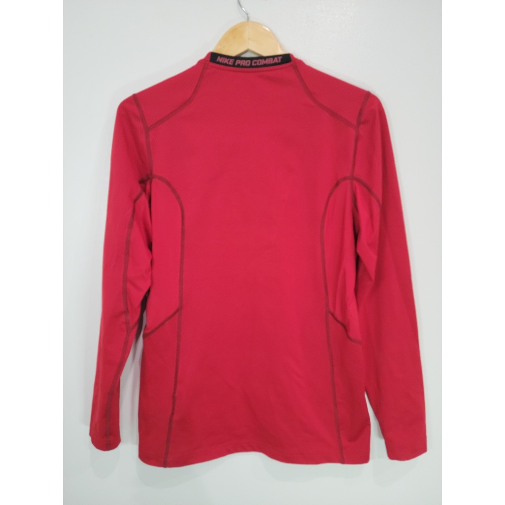 Nike Pro Combat Hyperwarm Fitted Red Long Sleeve Athletic Shirt Men's Medium - Picture 4 of 6